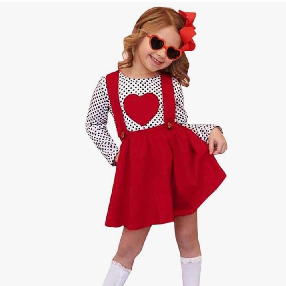 Toddler Valentine’s Day Suspender Skirt Set
